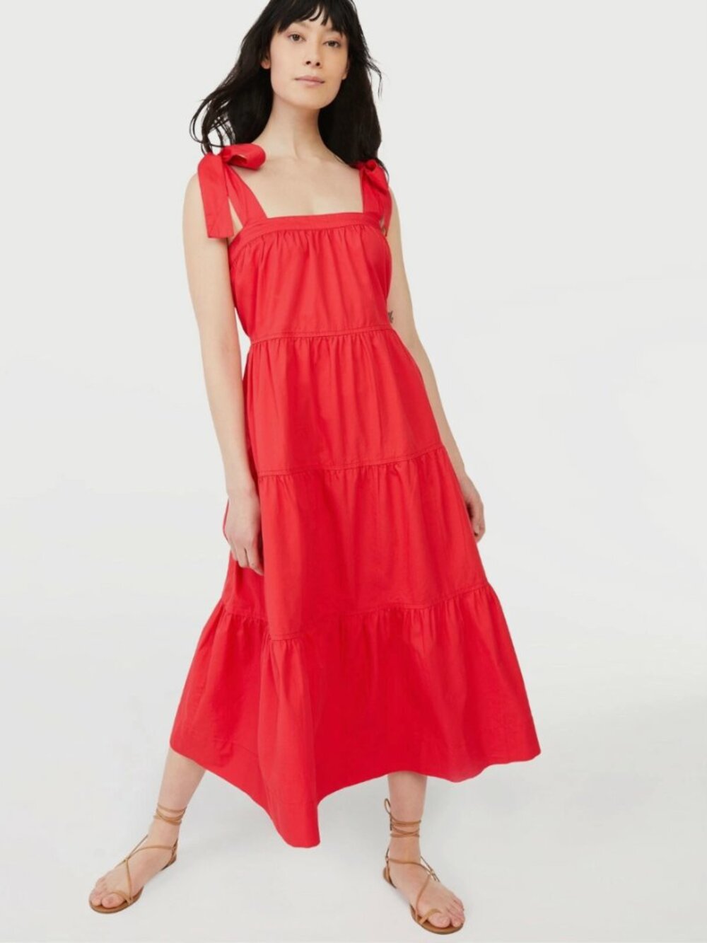 NWT Free Assembly Tie-Shoulder Tiered Maxi Dress